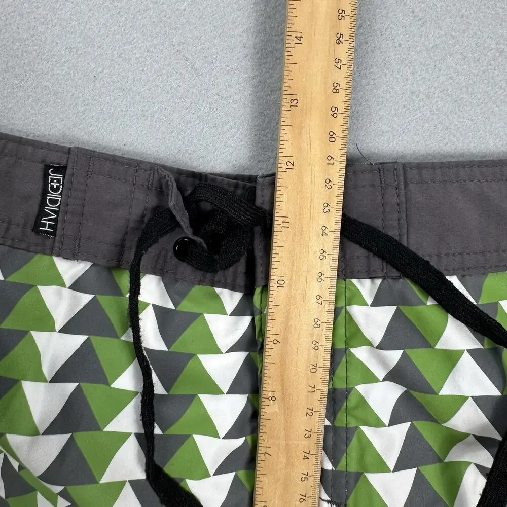 Jedidiah Men’s Board Shorts‎ Size 34 Green Gray Triangle Surf Swim USA